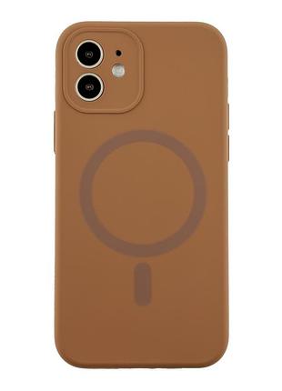 Чохол glow silicone case full camera with magsafe для iphone 12 new brown