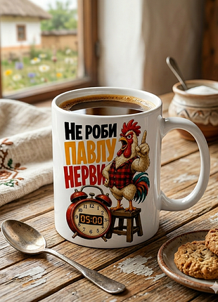 🐓☕ чашка 330 мл «не роби павлу нерви» | прикольний подарунок для чоловіка з характером