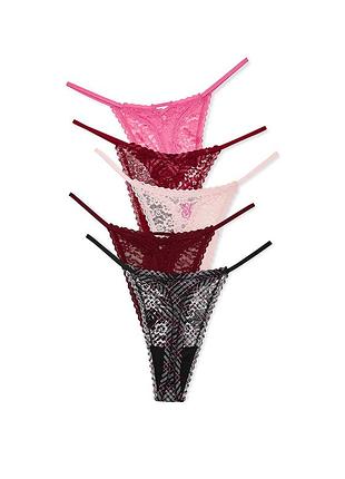 Набір трусиків victoria's secret 5 штук стоінги victoria's secret ажурні стрінги victoria's secret