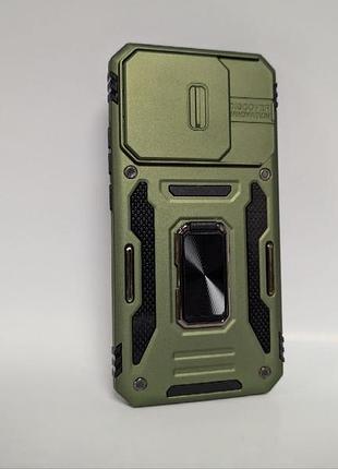 Чехол для xiaomi 15t / сяоми 15т camera slide, противоударный, tpu, с кольцом-держателем, оливковый
