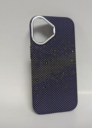 Чехол для iphone 17 / айфон 17, unibit (pitaka style), tpu, с принтом, противоударный, защита камеры, синий