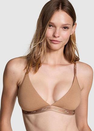 Кавовий бралетт бавовняний бюстгальтер-бралетт pink cotton wireless triangle bralette оригінал victoria's secret без кісточок