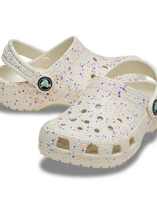 Crocs сабо детские подростковые светятся в темноте classic glow paint splatter kids clog