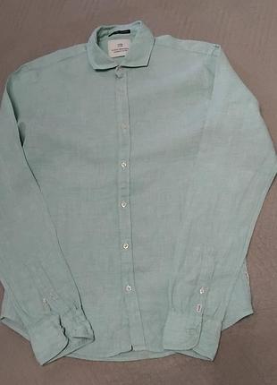 Рубашка мятного цвета  100%  лён  scotch&soda