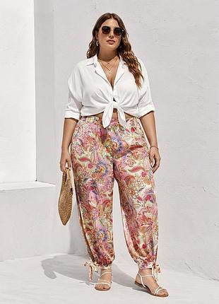 Трендові штани алладіни з розрізами ідеальні на літо / plus size