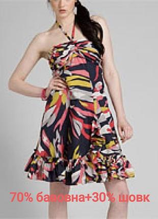 Міні-сукня ted baker merus з шовкової суміші, з оборками-халтерами