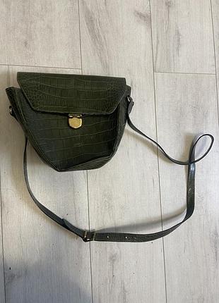Сумка вінтаж furla оригінал кросбоді зелена під крокодила