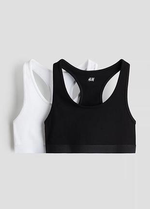 14+ р 170 см h&amp;m новый мягкий набор комплект 2 укороченные топы из хлопкового трикотажа подростковый