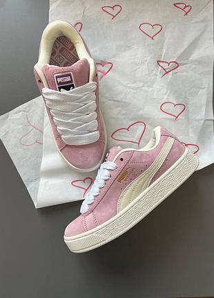 Стильні жіночі кросівки puma suede xl pink white