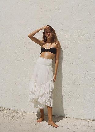 Довга біла спідниця з оборками free people