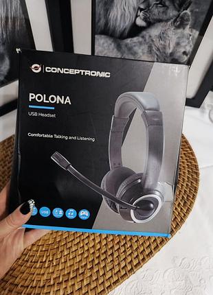Навушники. usb-гарнитура conceptronic polona
проводна, дзвінки/музика, 42–17 000 г