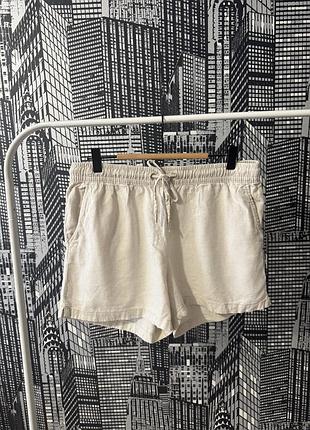 Бежеві лляні жіночі шорти на літо h&m шорти з натурального льону