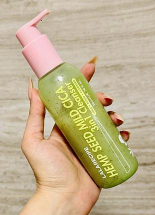 Пінка для вмивання з центеллою та насінням коноплі lalarecipe hemp seed mild cica 3in1 cleanser
