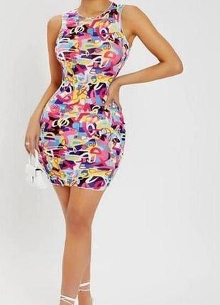 Shein. из англии. в наличии. платья сетка в принте граффити.