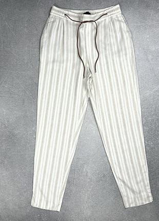 Massimo dutti штани брюки в смужку привужені мом лляні суміш льону