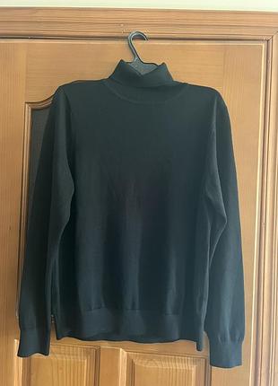 Чорний вовняний гольф водолазка marks& spencer меріно