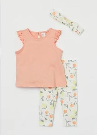 Костюм для дівчинки : футболка, лосини і пов'язка лимони h&m р.92, р.98
