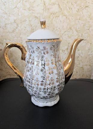 Кофейник фарфоровый винтажный с позолотой, япония