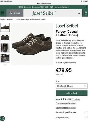 Кожаные туфли josef seibel fergey (36-36.5-37 размер, стелька 24 см)