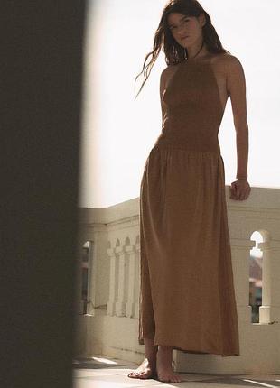 Струящееся платье с воротником хальтер от zara, размер xl❤️
