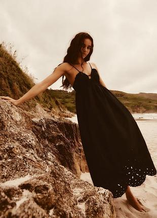 Бaвовнянa сукня міді з перфорацією від zara, розмір xl