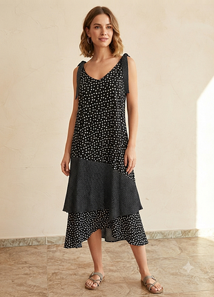 Легкое летнее платье миди в горошек от бренда matalan