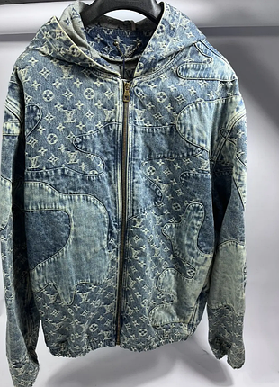 Оригинальная куртка louis vuitton x nigo monogram patchwork denim hoodie