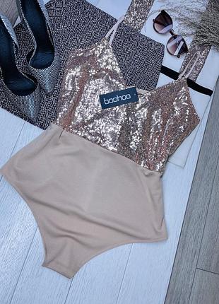 Нове боді boohoo xxl святкове боді великого розміру жіноче боді в паєтках
