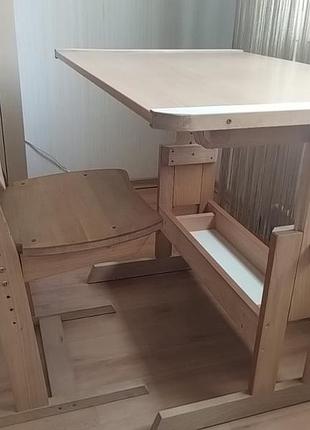 Стол парта + стул из натурального дерева