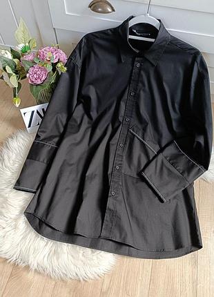 Рубашка оверсайз с строчками от zara, размер xs, s, m