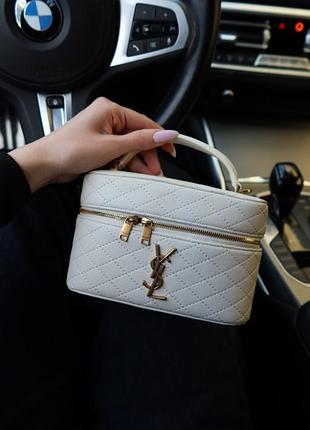Saint laurent gaby vanity leather shoulder bag whie gold