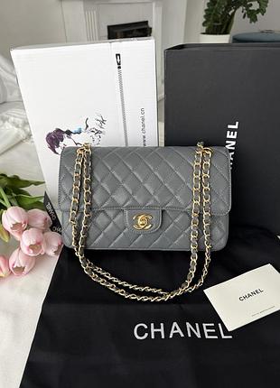 Chanel grey gold texture 25x16x7
