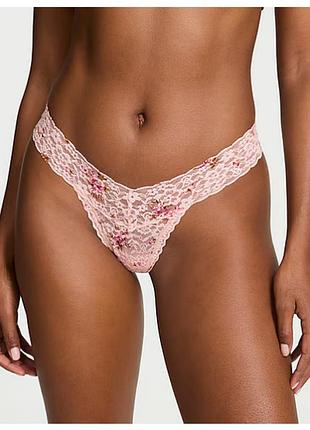Жіночі трусики victoria's secret (23699176285) lace thong xxl рожеві