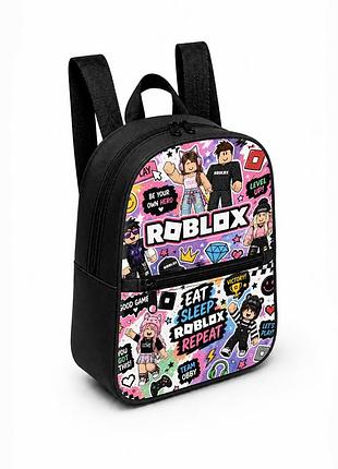 Дитячий міні-рюкзак чорний з принтом roblox для дівчинки 28×24×10 см міні-сумка дитяча (5250)