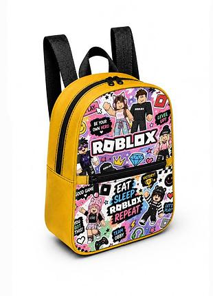 Дитячий міні-рюкзак жовтий з принтом roblox для дівчинки 28×24×10 см міні-сумка дитяча (5247)
