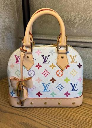 Сумка lv louis vuitton alma 24х18 світла з кольоровою монограмою