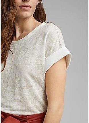 Новая.футболка из льна esprit semi-transparent t-shirt airy lien with organic print design из свежих коллекций