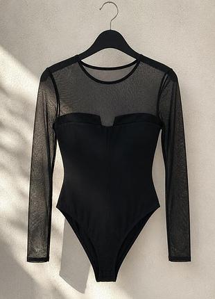 Боди guess by marciano черный с сеткой, размер xs