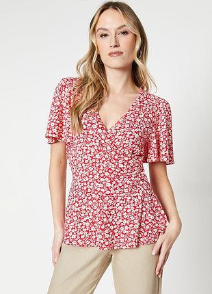 Блуза червона у квіти літня віскоза dorothy perkins