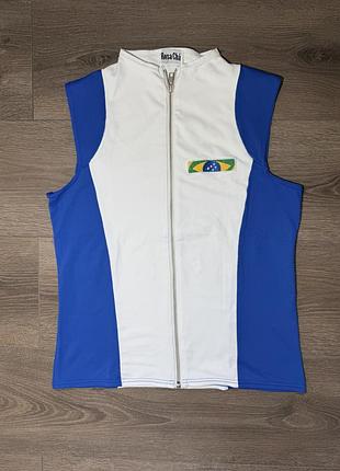 Жіноча вінтажна спортивна  жилетка rosa chá brazil flag full zip,  l, vintage