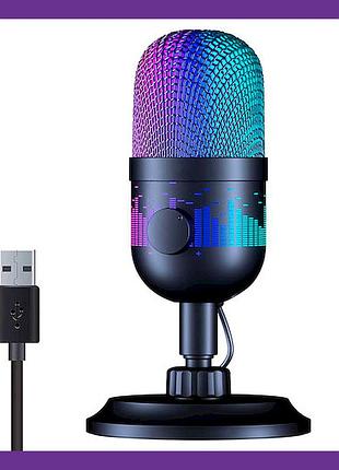 Микрофон usb rodd ak-1i кардиоидный, 100-18000гц, -33дб, rgb, 3.5мм jack, 1.8м кабель, шарнир 360, windows/macos