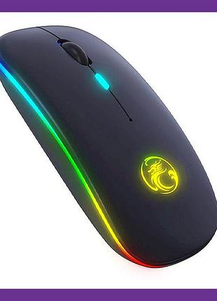 Беспроводная мышь imice e-1300 bluetooth 5.0 + 2.4ггц 1600dpi 500mah soft-touch оптическая с led-подсветкой черная
