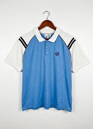 Поло вінтажне sergio tacchini оригінал xl-2xl сине