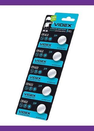 Батарейка литиевая videx cr1632 3v 130mah для электроники и игрушек, элемент питания 16x3.2мм, лот 5 шт.