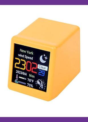 Метеостанция smart weather clock с wi-fi, tft-экран 1.54 дюйма 240x240, usb type-c питание, пластик, 40г