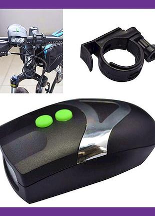 Ліхтар фара на великий і гучний гудок 2в1, переднє світло на 3 led та сирена 4 мелодії, сигнал на кермо байка
