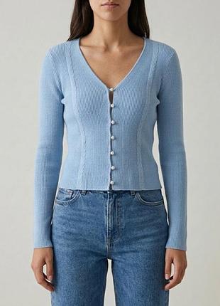 Кардиган miss selfridge у рубчик 💙 з перлинами