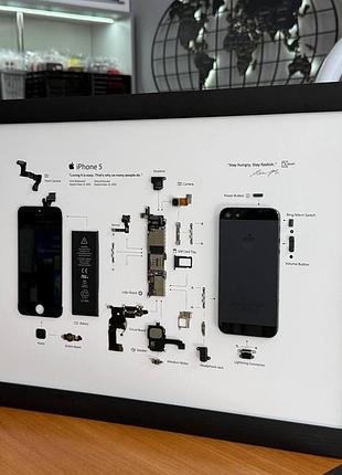 Дизайнерська картина з розбірним iphone 5, оригінальний подарунок картина айфон 5 у рамці