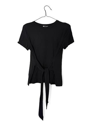 Черная женская футболка с завязкой zara