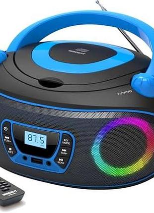 Портативна cd-магнітола wiscent wcd9949 bluetooth fm usb aux mp3 cd-r/cd-rw з навушниками